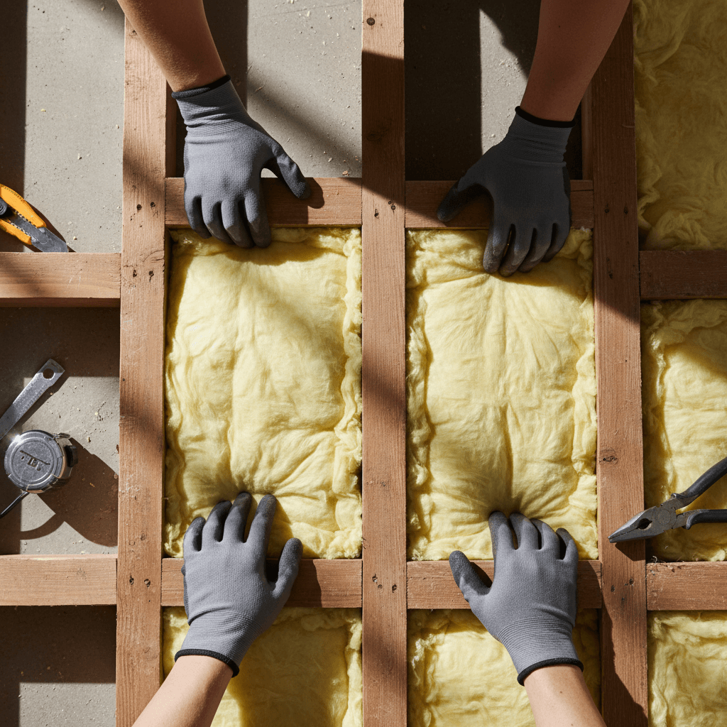 Consultant inspecting insulation in a commercial attic